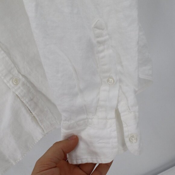J Crew Shirt Mens XLT Baird McNutt Irish Linen Button Down Long Sleeve White - Picture 5 of 12
